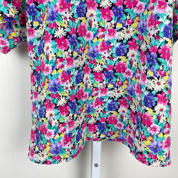 Vintage Impressions of California Bright Floral Boxy Short Sleeve Top Medium - Picture 3 of 7